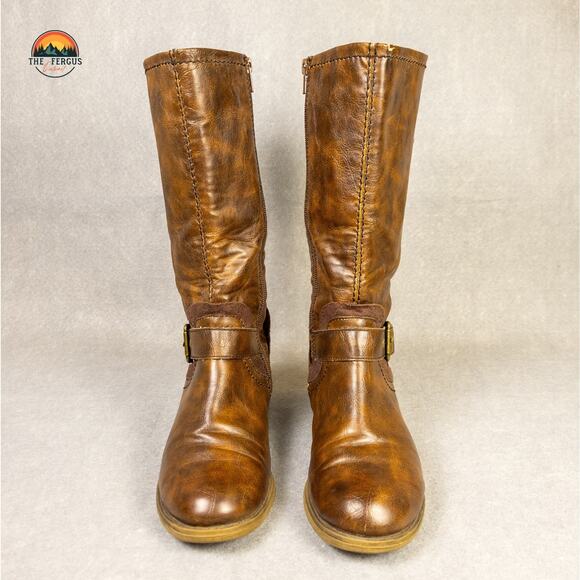 Naturalizer N5 Comfort Balada Womens Boots Brown Leather Buckle Riding Women 8M - Picture 3 of 15